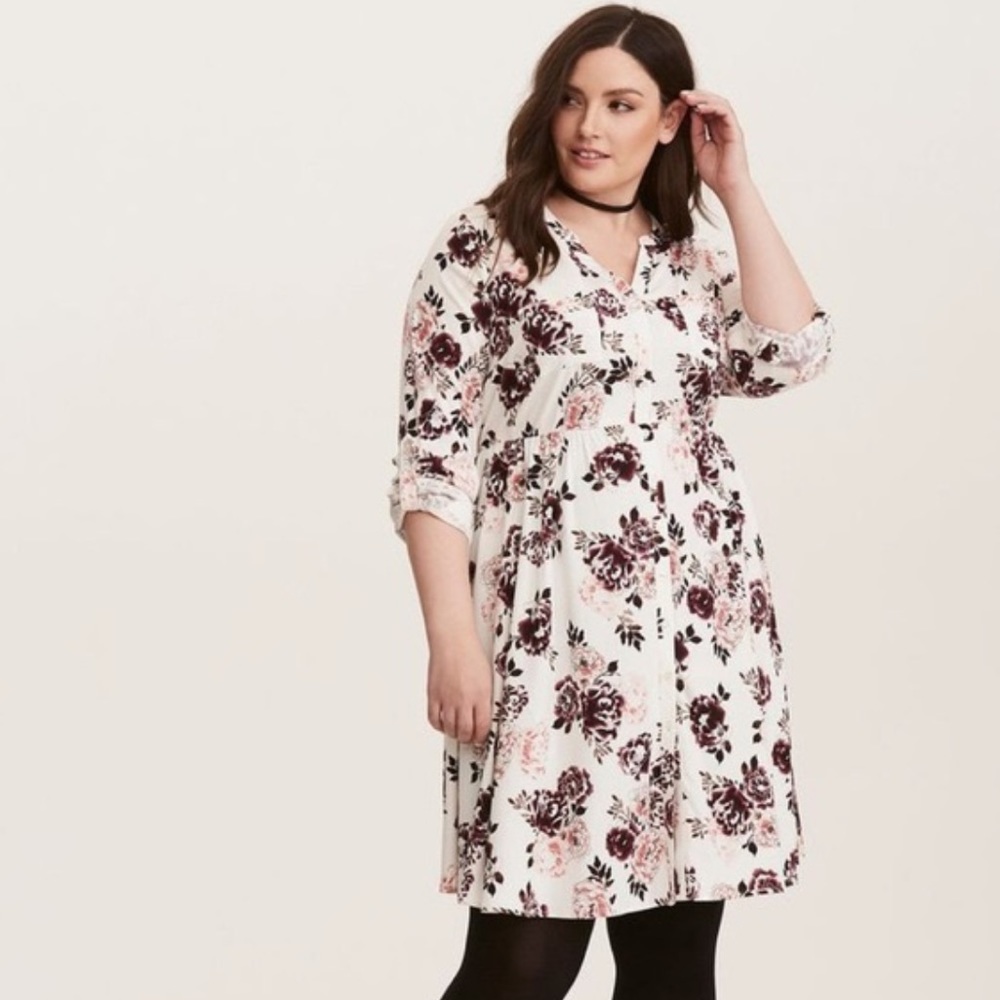 Torrid Floral Button Front Shirtdress